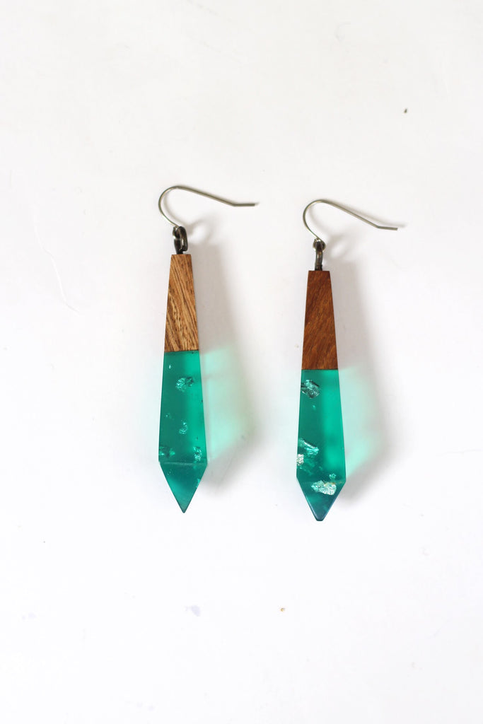 Emerald Metallic Drop Earrings
