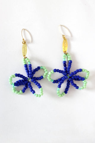 Blue Full Bloom Flower Earrings