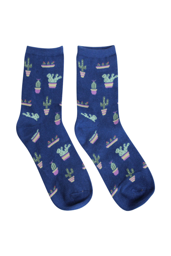 Navy Cactus Socks