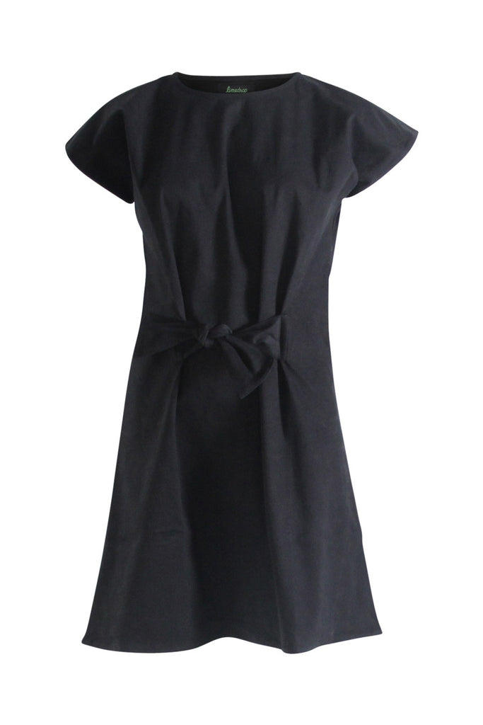 Black Peach Skin Tie Dress