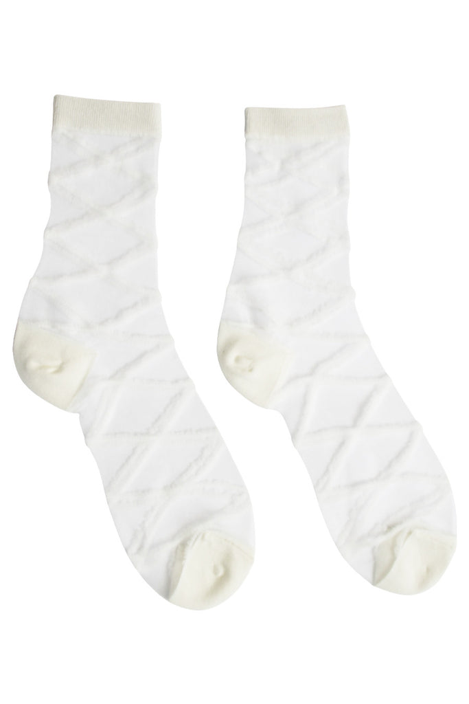 Sheer Diamond Socks White