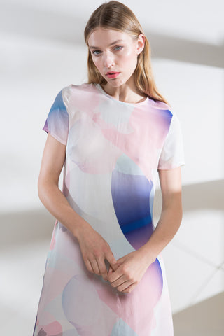 Gradient Splash Silk Shift Dress