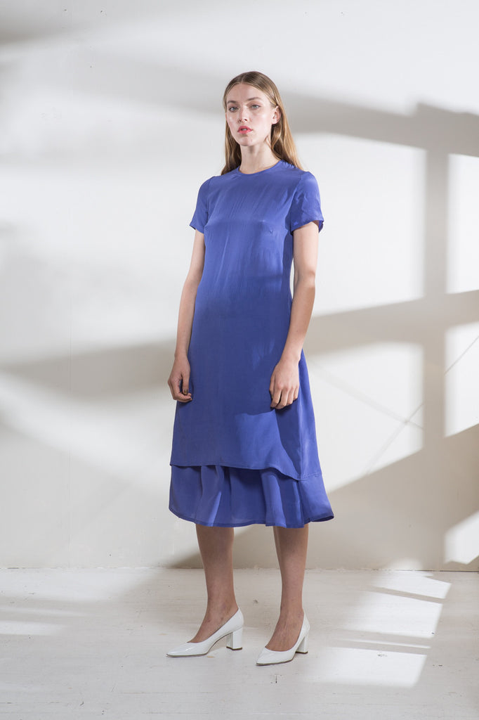 Blue Chalk Silk Shift Dress