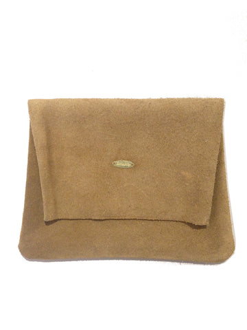 Suede Leather Pouch Tan Large