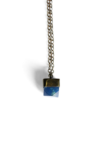 Metallic Mini Gem Necklace Blue