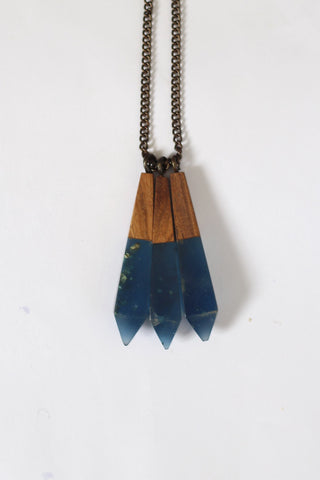 Blue Metallic Drop Necklace