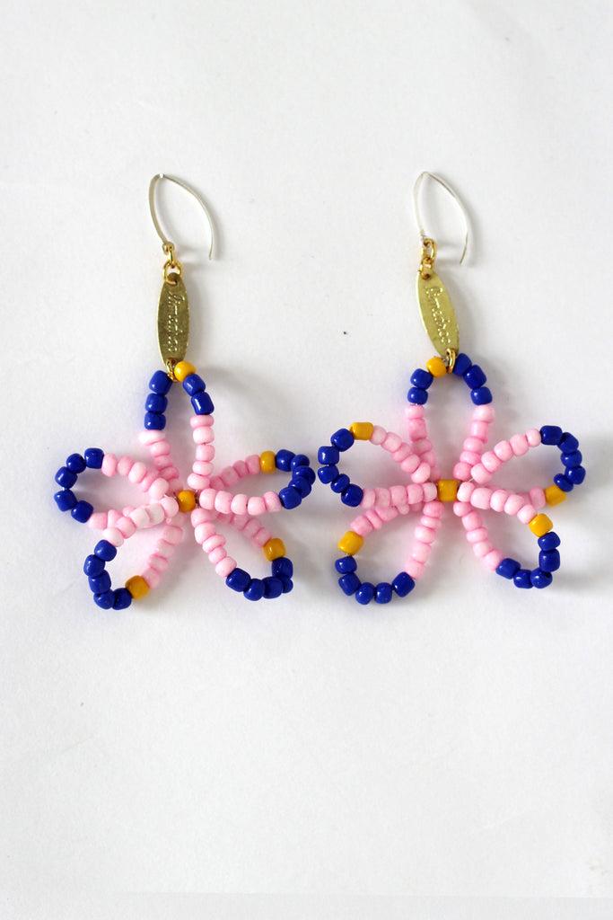 Pink Full Bloom Flower Earrings