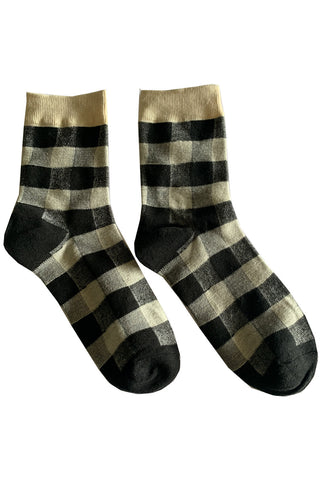 Black Check Gingham Socks