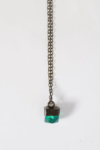 Metallic Mini Gem Necklace Emerald