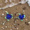 Blue Full Bloom Flower Earrings