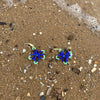 Blue Full Bloom Flower Earrings