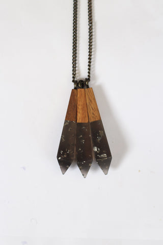 Black Metallic Drop Necklace