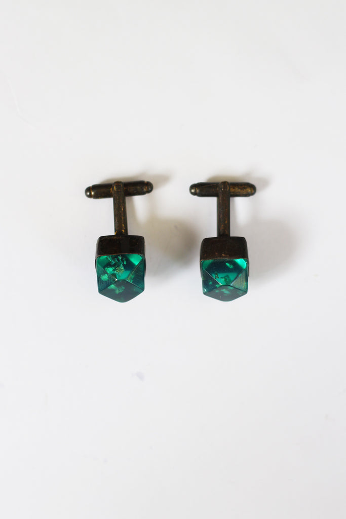 Metallic Resin Cufflinks Metallic Emerald