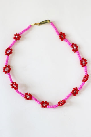 Red Daisy Necklace