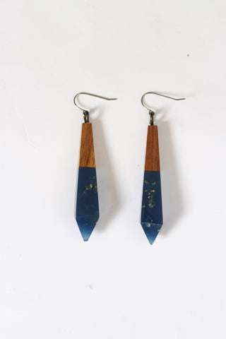 Blue Metallic Drop Earrings