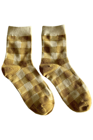 Yellow Check Gingham Socks